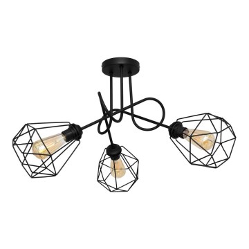 Lámpara de suspensión KARO 3xE27/15W/230V negro
