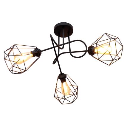 Lámpara de suspensión KARO 3xE27/15W/230V negro