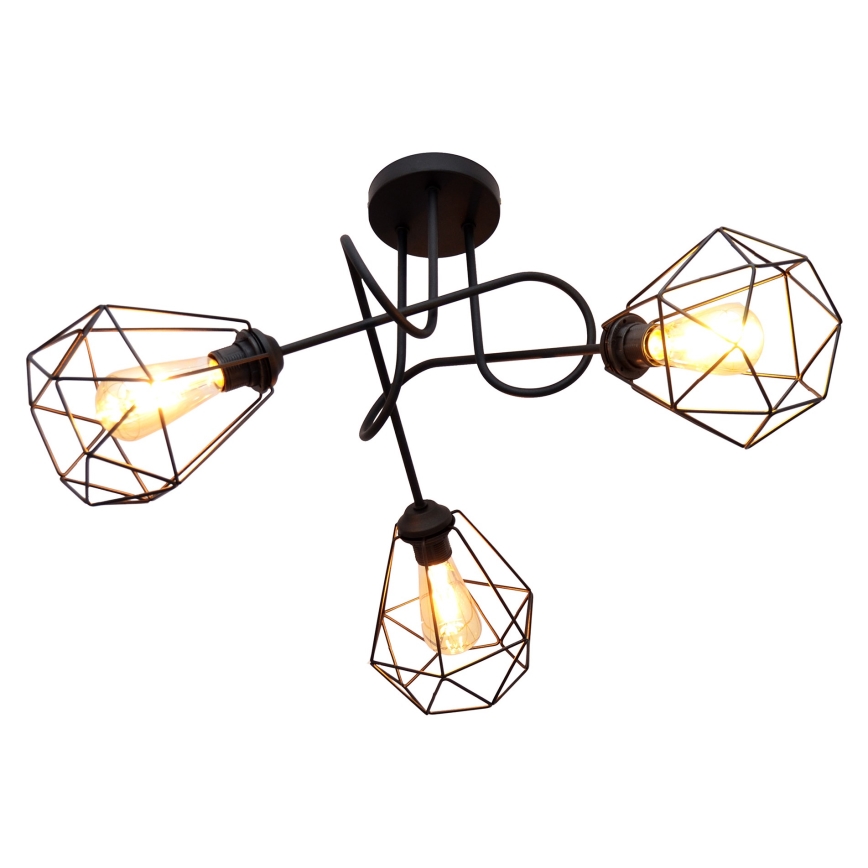 Lámpara de suspensión KARO 3xE27/15W/230V negro