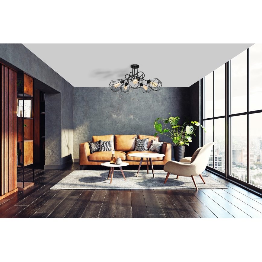 Lámpara de suspensión KARO 5xE27/15W/230V negro