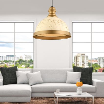 Lámpara de suspensión MONZA 1xE27/40W/230V, diámetro 29 cm, crema/bronce