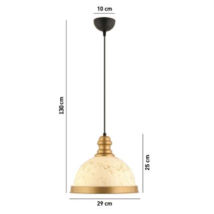Lámpara de suspensión MONZA 1xE27/40W/230V, diámetro 29 cm, crema/bronce