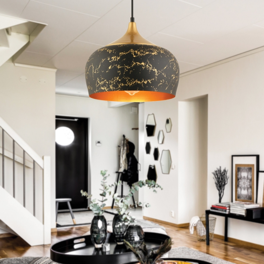 Lámpara de suspensión MONZA 1xE27/40W/230V, diámetro 30 cm, negra/bronce