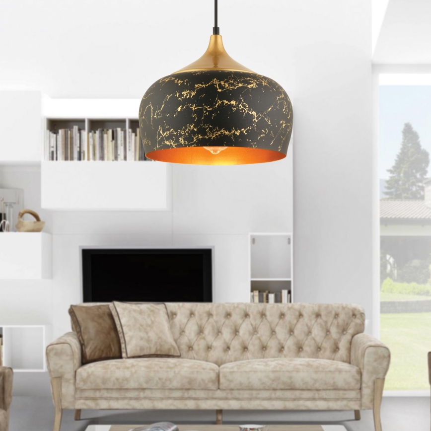 Lámpara de suspensión MONZA 1xE27/40W/230V, diámetro 30 cm, negra/bronce