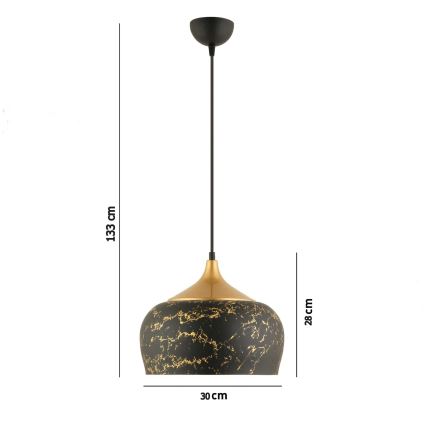 Lámpara de suspensión MONZA 1xE27/40W/230V, diámetro 30 cm, negra/bronce