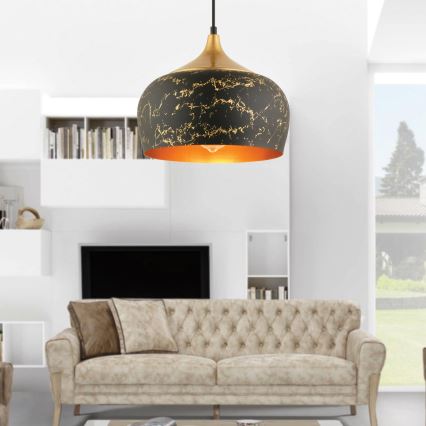 Lámpara de suspensión MONZA con cable, 1xE27/40W/230V, Ø 30 cm, negro/bronce