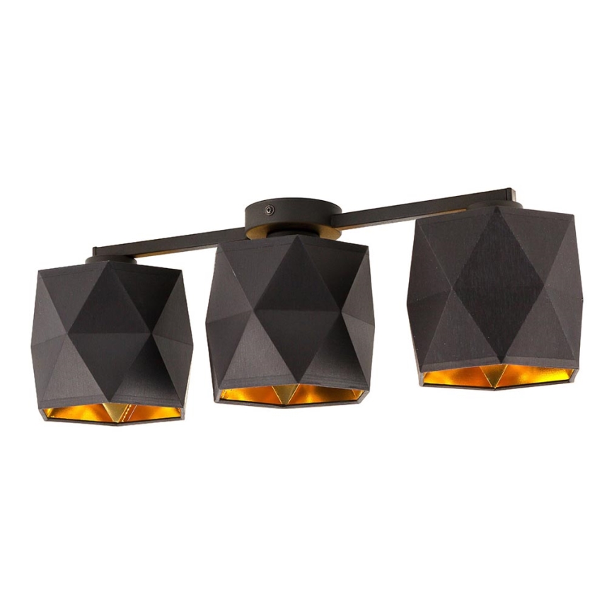 Lámpara de suspensión SIRO 3xE27/15W/230V negro/dorado