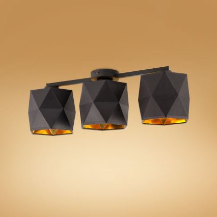 Lámpara de suspensión SIRO 3xE27/15W/230V negro/dorado