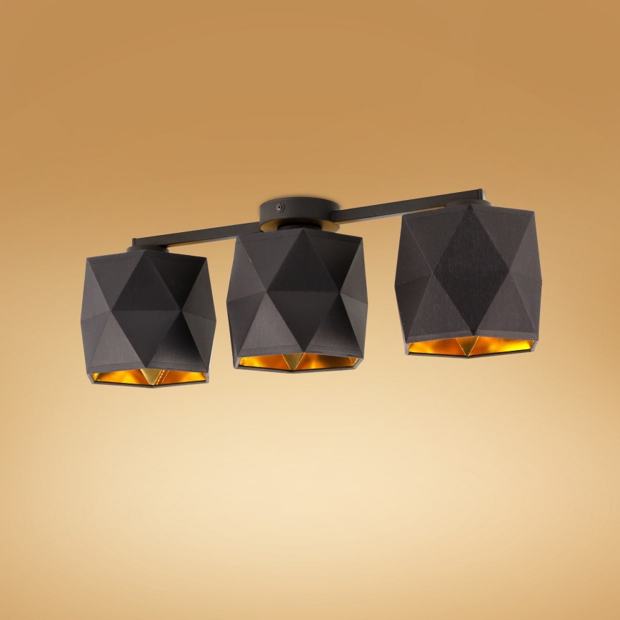 Lámpara de suspensión SIRO 3xE27/15W/230V negro/dorado
