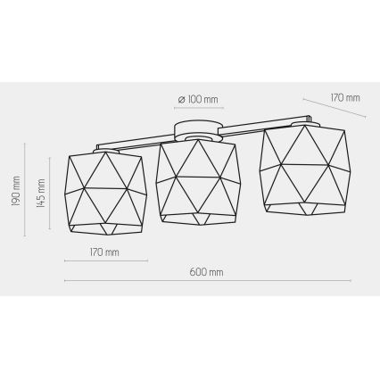 Lámpara de suspensión SIRO 3xE27/15W/230V negro/dorado