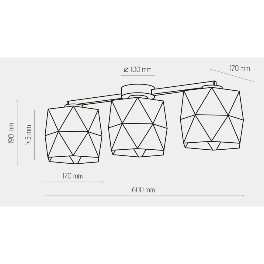 Lámpara de suspensión SIRO 3xE27/15W/230V negro/dorado