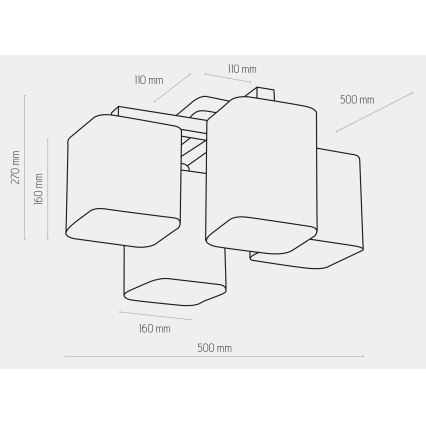 Lámpara de suspensión TORA 4xE27/15W/230V blanco