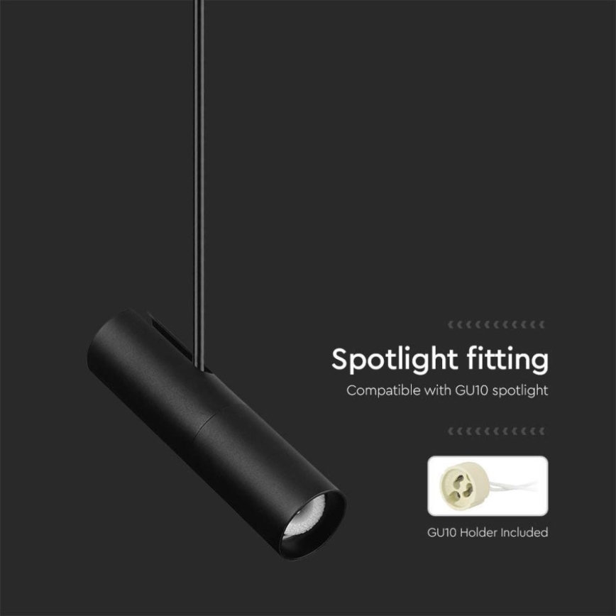 Lámpara colgante con varilla 1xGU10/35W/230V negro