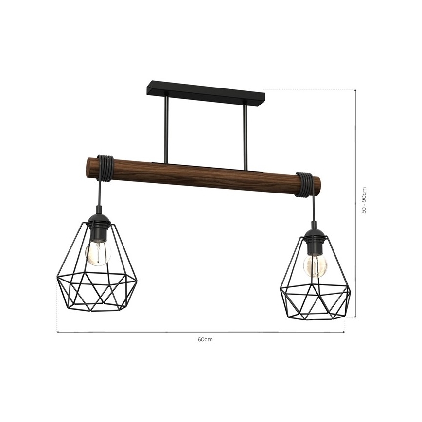 Lámpara de techo ACERO 2xE27/60W/230V