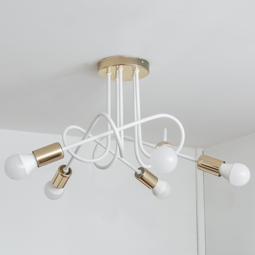 Lámpara de techo adosada OXFORD 5xE27/15W/230V dorada/blanca