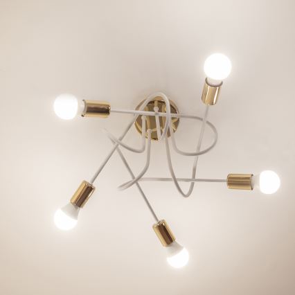 Lámpara de techo adosada OXFORD 5xE27/15W/230V dorada/blanca