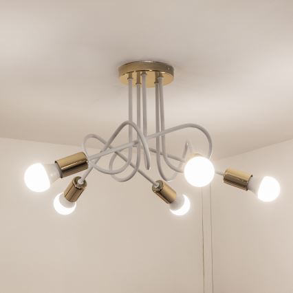 Lámpara de techo adosada OXFORD 5xE27/15W/230V dorada/blanca