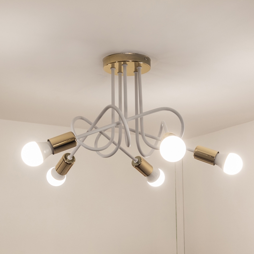 Lámpara de techo adosada OXFORD 5xE27/15W/230V dorada/blanca