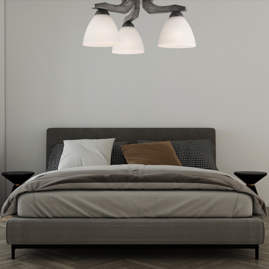 Lámpara de techo empotrada ADRIANO 3xE27/60W/230V haya