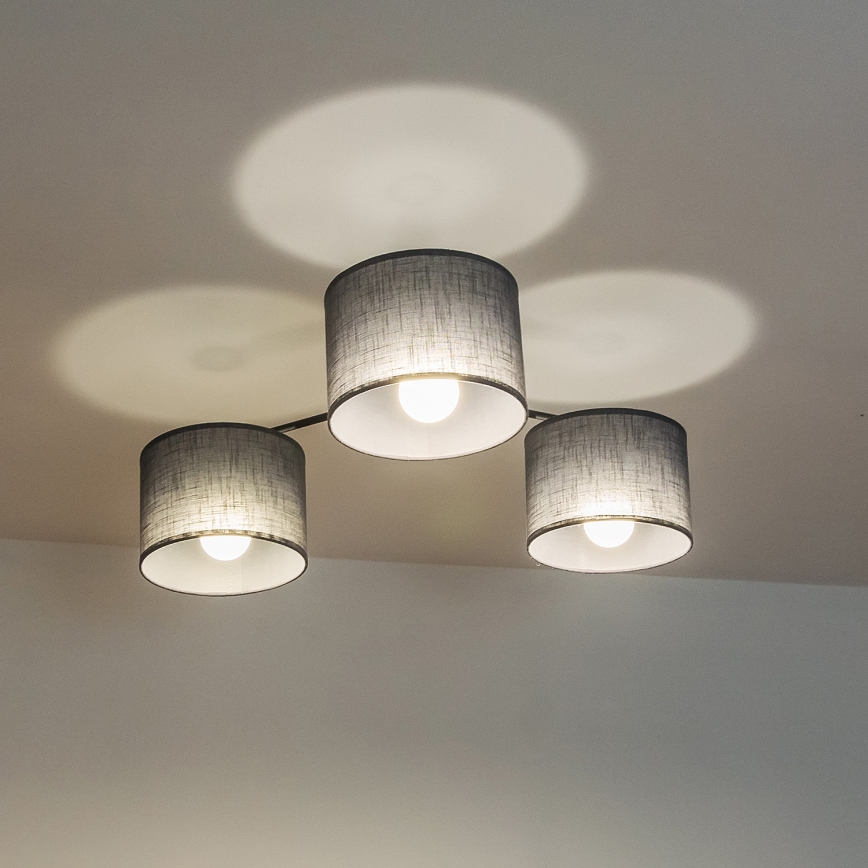 Lámpara de techo ALBA de montaje en superficie 3xE27/15W/230V, gris