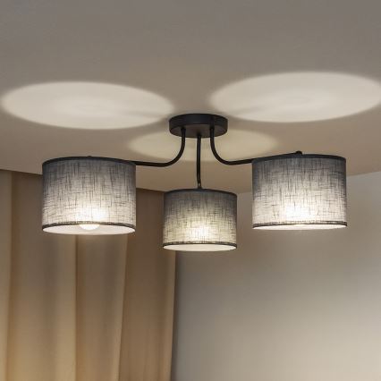 Lámpara de techo ALBA de montaje en superficie 3xE27/15W/230V, gris