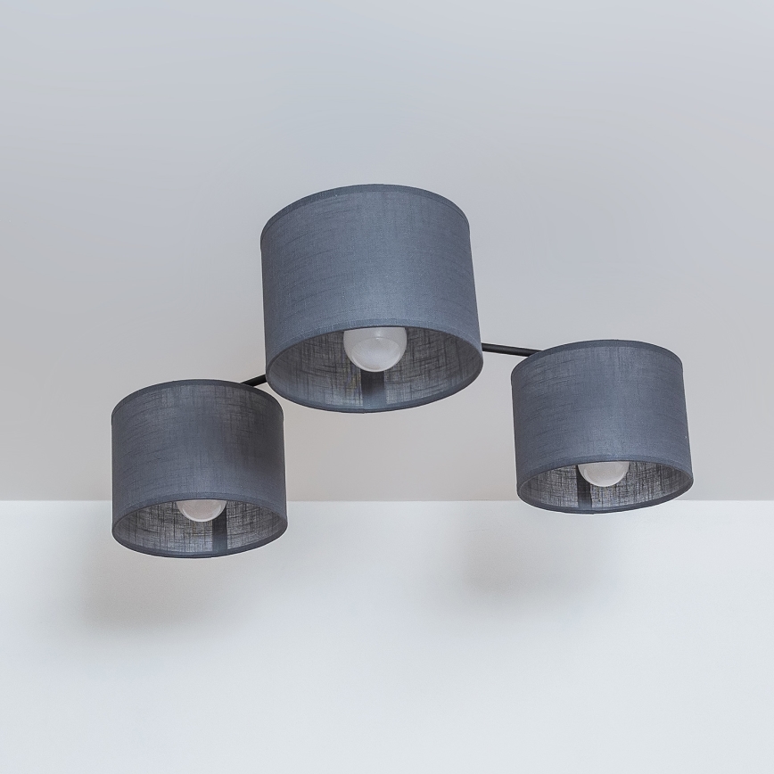 Lámpara de techo ALBA de montaje en superficie 3xE27/15W/230V, gris