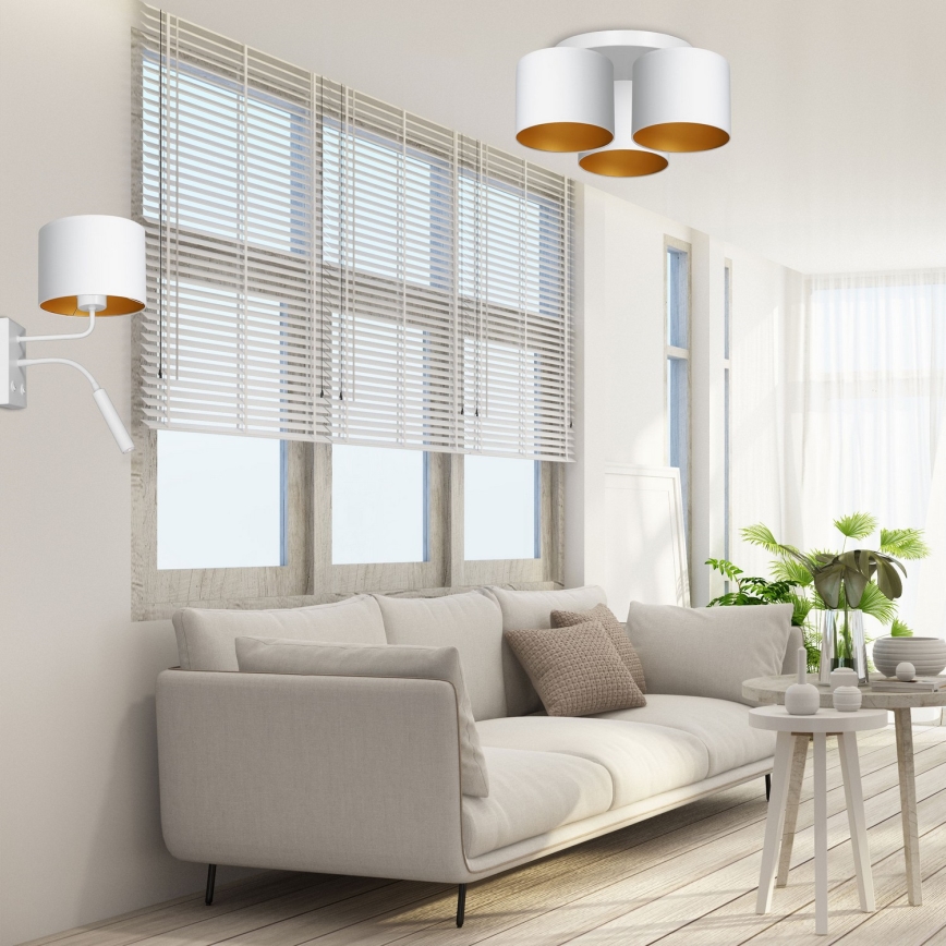 Lámpara de techo empotrada ARDEN 3xE27/60W/230V blanca/dorada