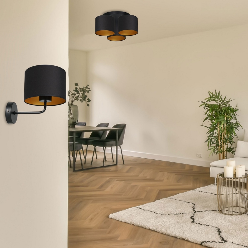 Lámpara de techo empotrada ARDEN 3xE27/60W/230V negro/dorado