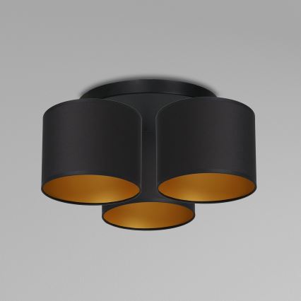 Lámpara de techo empotrada ARDEN 3xE27/60W/230V negro/dorado