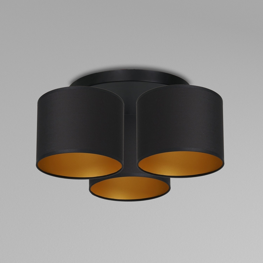 Lámpara de techo empotrada ARDEN 3xE27/60W/230V negro/dorado