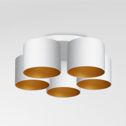 Lámpara de techo empotrada ARDEN 5xE27/60W/230V blanca/dorada