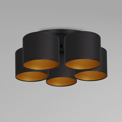 Lámpara de techo empotrada ARDEN 5xE27/60W/230V negro/dorado