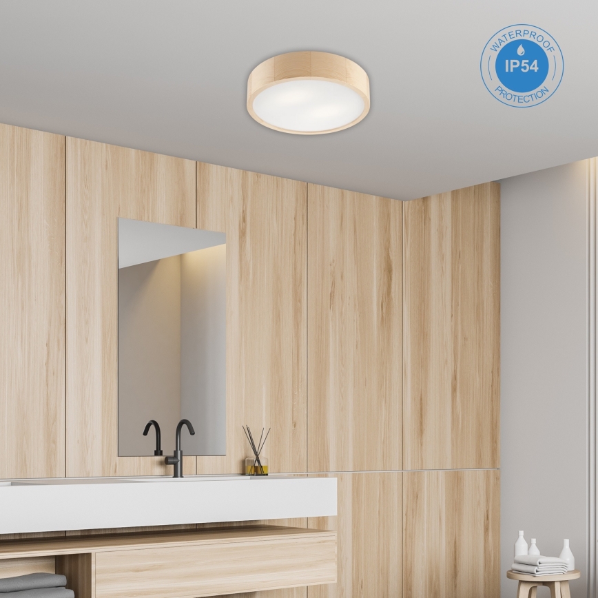 Lámpara de techo para baño NATURAL 3xE27/15W/230V IP54 pino Ø 37 cm