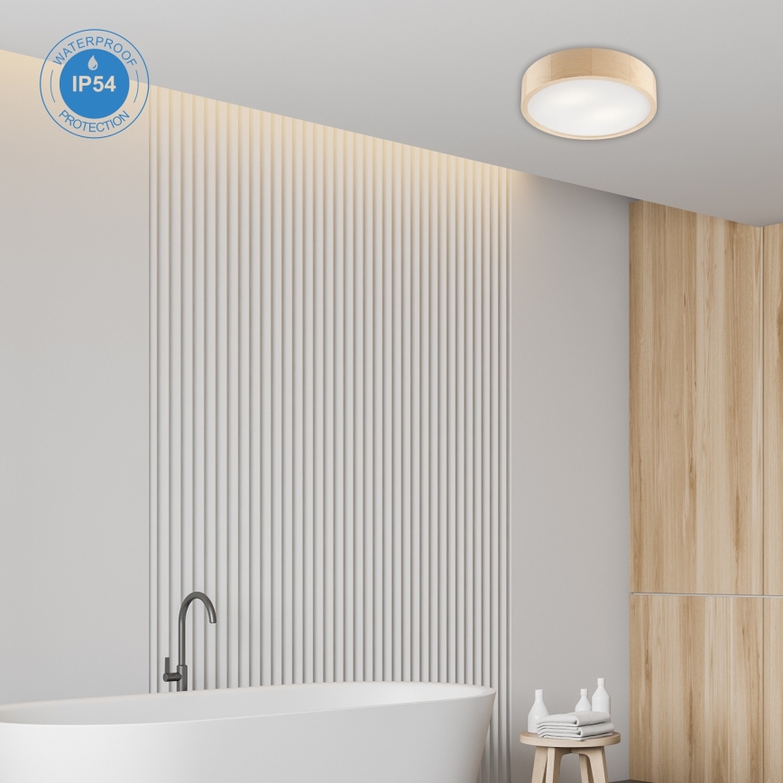 Lámpara de techo para baño NATURAL 3xE27/15W/230V IP54 pino Ø 37 cm
