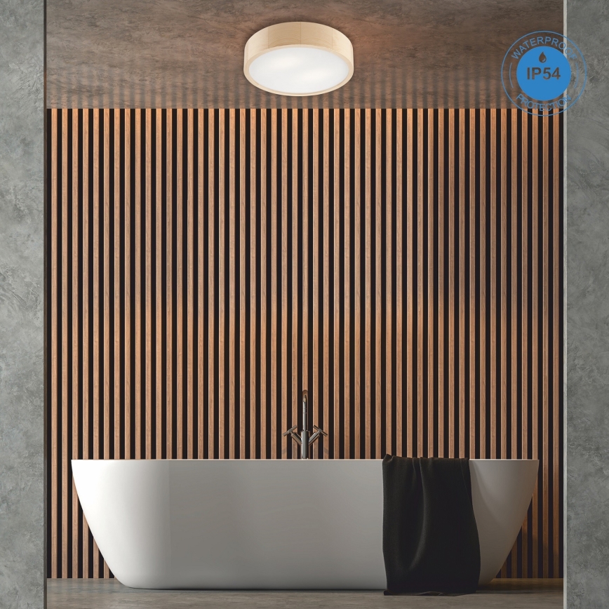 Lámpara de techo para baño NATURAL 3xE27/15W/230V IP54 pino Ø 37 cm