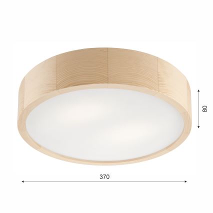 Lámpara de techo para baño NATURAL 3xE27/15W/230V IP54 pino Ø 37 cm