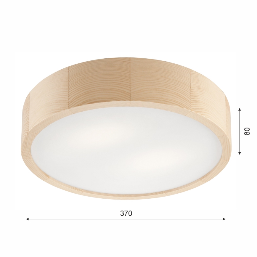 Lámpara de techo para baño NATURAL 3xE27/15W/230V IP54 pino Ø 37 cm