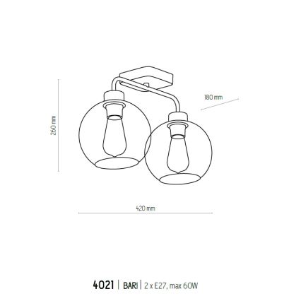 Lámpara de techo BARI 2xE27/60W/230V