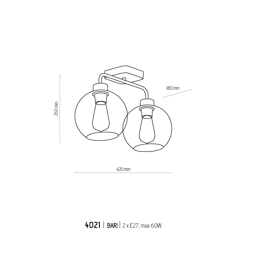 Lámpara de techo BARI 2xE27/60W/230V