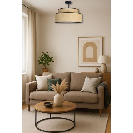 Lámpara de techo BOHO 1xE27/60W/230V diá. 40 cm beige