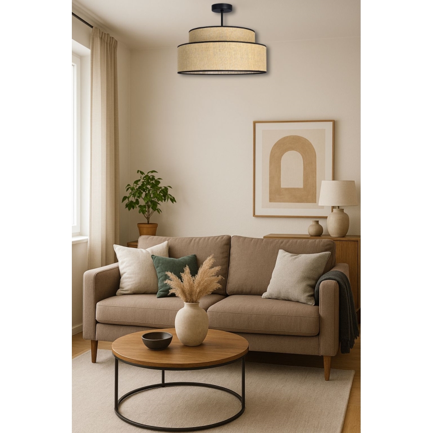 Lámpara de techo BOHO 1xE27/60W/230V diá. 40 cm beige