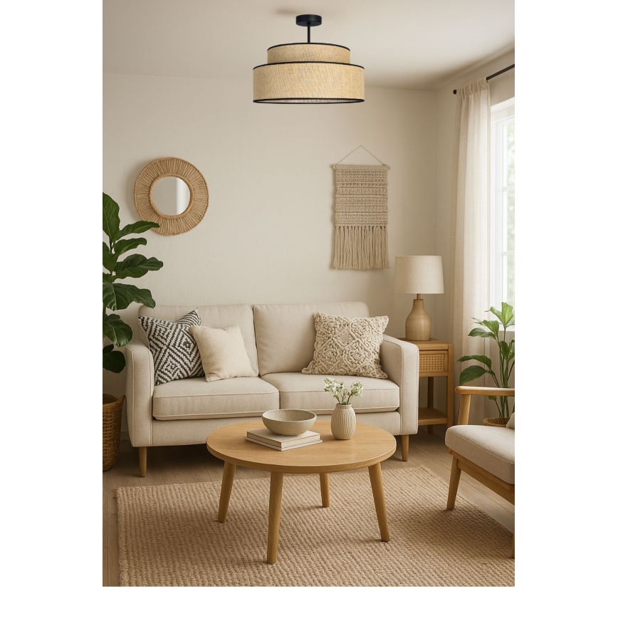 Lámpara de techo BOHO 1xE27/60W/230V diá. 40 cm beige