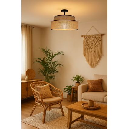 Lámpara de techo BOHO 1xE27/60W/230V diá. 40 cm beige
