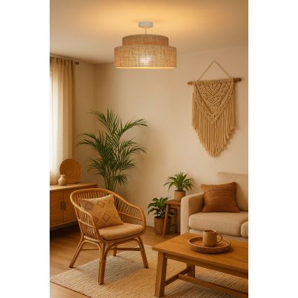 Lámpara de techo BOHO 1xE27/60W/230V diá. 40 cm beige