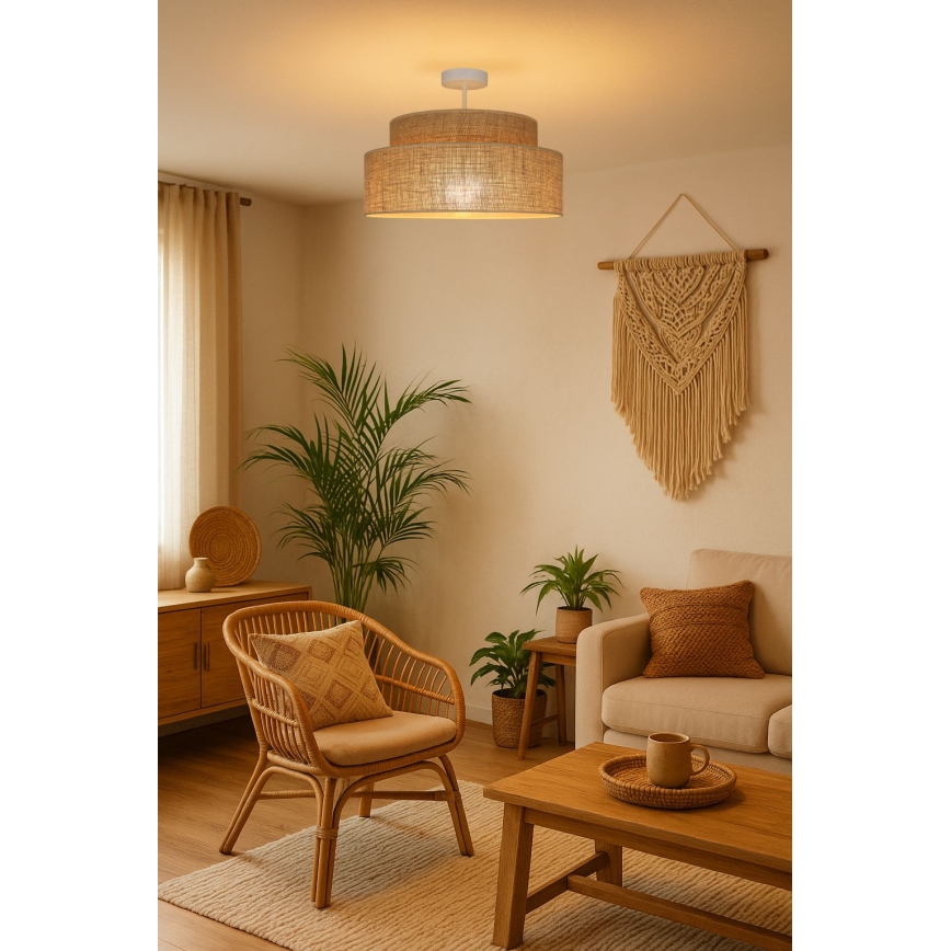 Lámpara de techo BOHO 1xE27/60W/230V diá. 40 cm beige