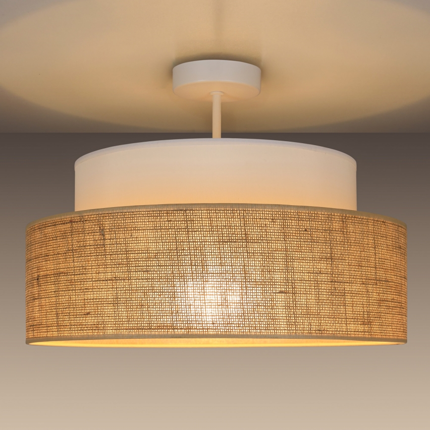 Lámpara de techo BOHO 1xE27/60W/230V diá. 40 cm blanco/beige