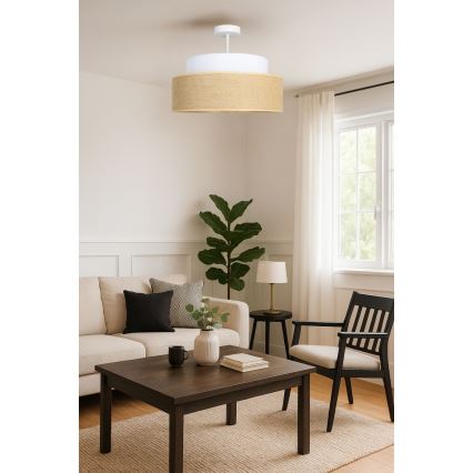Lámpara de techo BOHO 1xE27/60W/230V diá. 40 cm blanco/beige