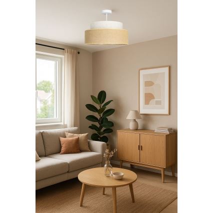 Lámpara de techo BOHO 1xE27/60W/230V diá. 40 cm color crema/beige