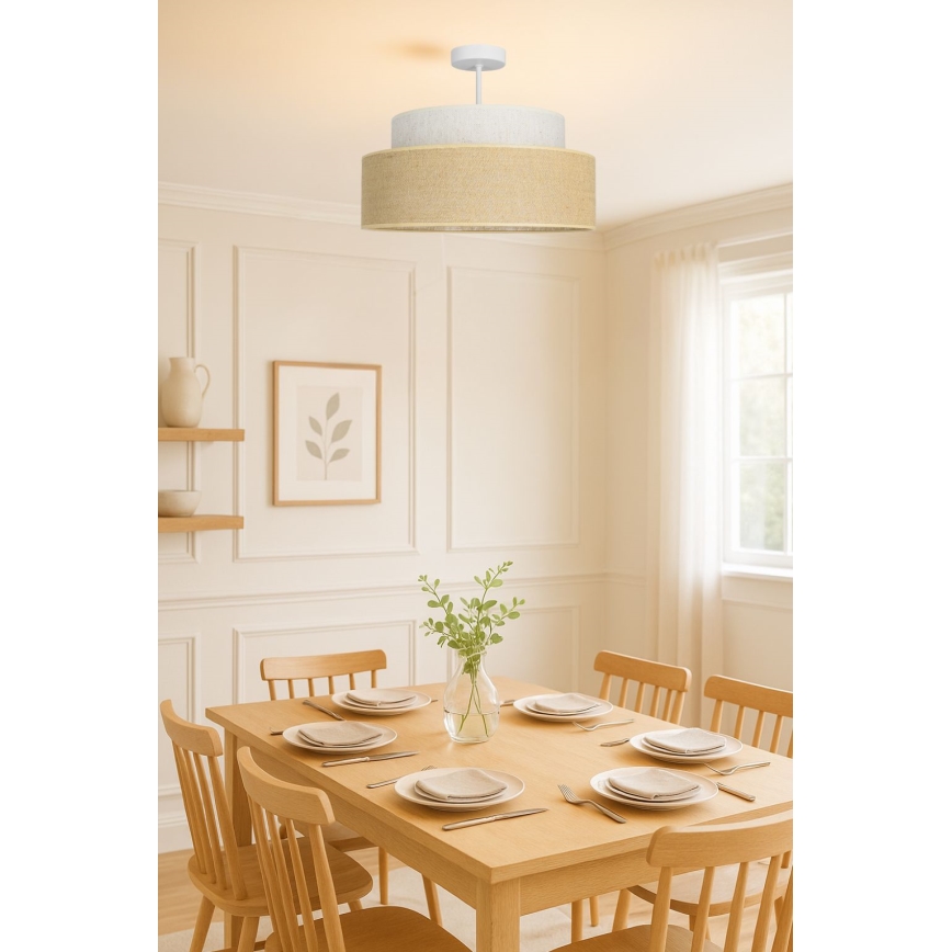 Lámpara de techo BOHO 1xE27/60W/230V diá. 40 cm color crema/beige