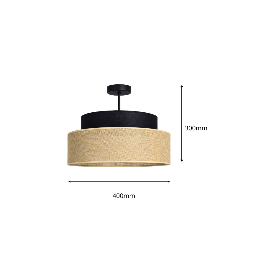 Lámpara de techo BOHO 1xE27/60W/230V diá. 40 cm negro/beige